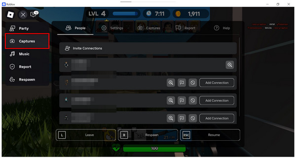 Roblox Captures Option