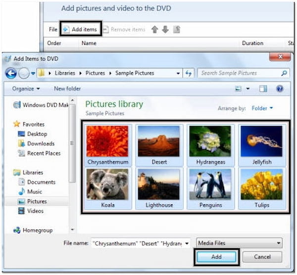 Select Items to be Burned