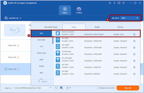 Select MKV as Output