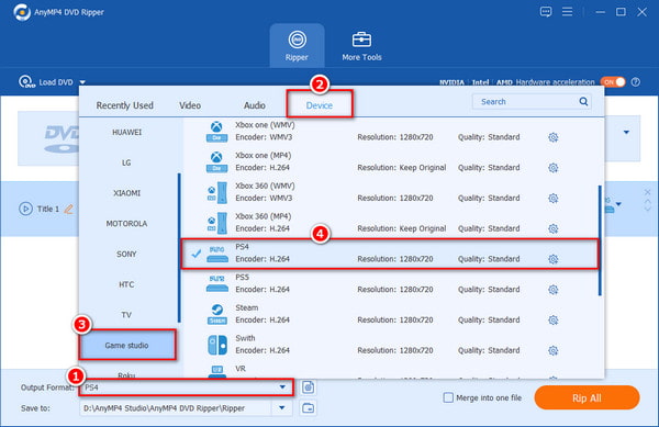 Select PS4 Output Formats