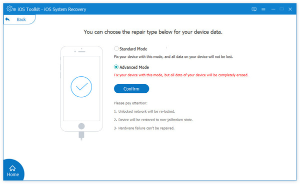 Select Repair Advanced Mode