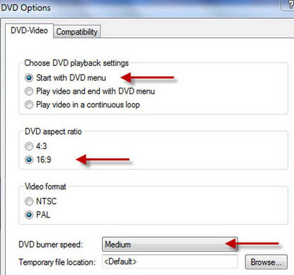 Set DVD Parameters