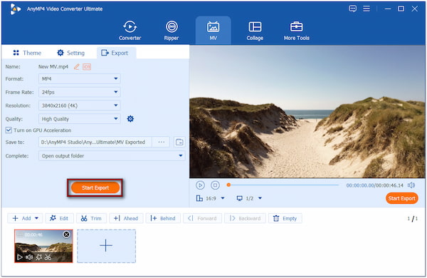 Start Export Video File