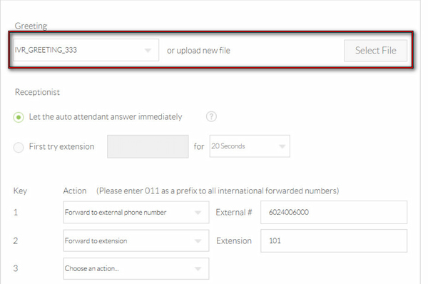 Upload Recorded Greeting