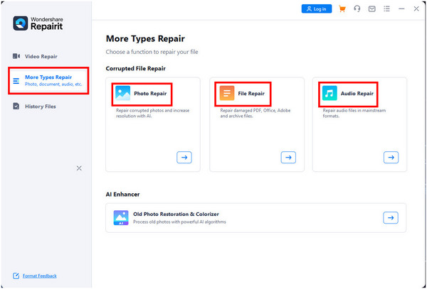 Wondershare Repairit Interface