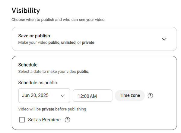 Youtube Studio Choose Visibility