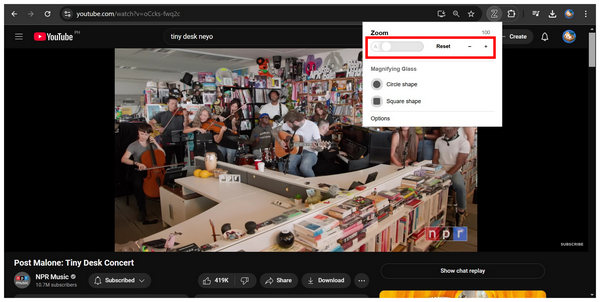 Zoom for Chrome Adjust Zoom