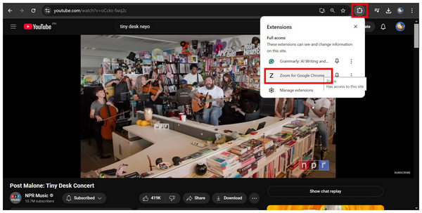 Zoom for Chrome Extension